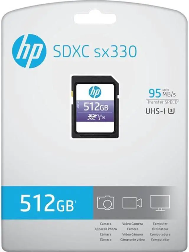 Alt view image 2 of 15 - HP sx330 512 GB Class 10/UHS-I U3 SDXC PSD512U395HPSXGE