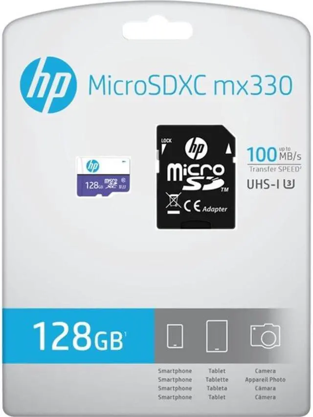Alt view image 10 of 19 - HP 128GB MX330 Class 10 U3 MicroSDXC Flash Memory Card, Read Speeds up to 100MB/S (P-SDU128U3100HPMX-GE)