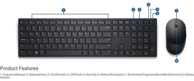 Alt view image 7 of 15 - Dell Pro KM5221W Keyboard & Mouse KM5221WBKBUS
