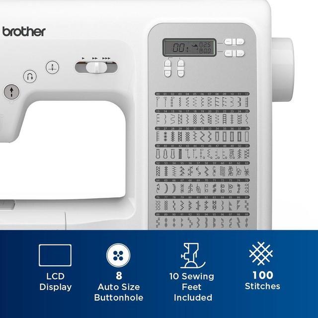 Alt view image 4 of 10 - Brother 100-Stitch Computerized Sewing Machine CP100X