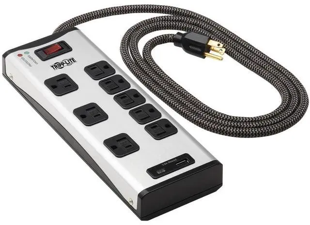 Alt view image 5 of 8 - Eaton Tripp Lite Series Power It! 1-Outlet Universal Travel Charger and Power Strip - 5-15R Outlet, USB-C and USB-A Ports, 32W PD Charging, 5-15P Direct Plug-In, Gray - 1 x NEMA 5-15P Plug - 1 x USB T