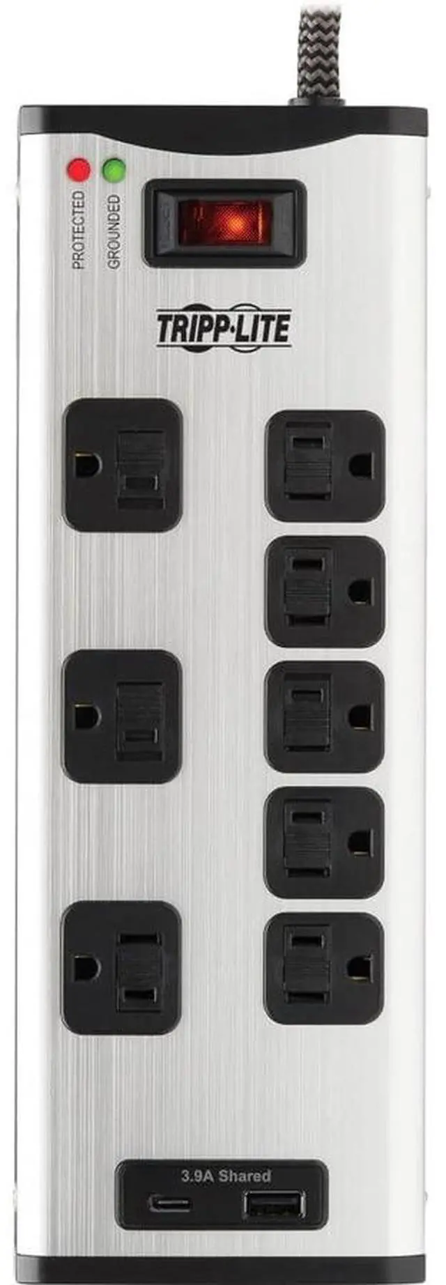 Alt view image 4 of 8 - Eaton Tripp Lite Series Power It! 1-Outlet Universal Travel Charger and Power Strip - 5-15R Outlet, USB-C and USB-A Ports, 32W PD Charging, 5-15P Direct Plug-In, Gray - 1 x NEMA 5-15P Plug - 1 x USB T