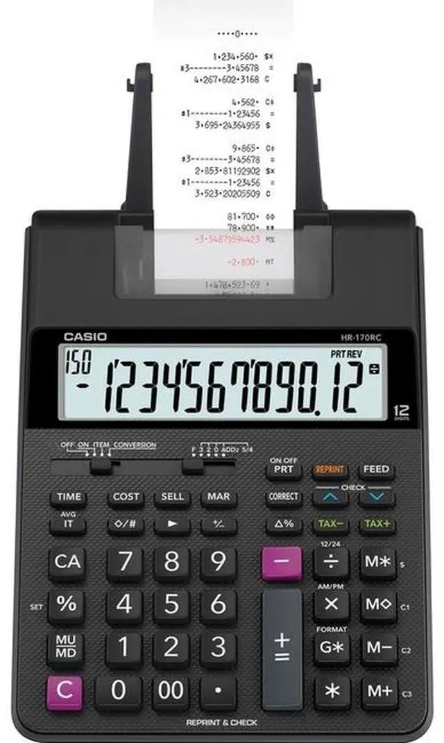 Alt view image 7 of 13 - Casio Printing Calculator 6-1/2"Wx11-5/8"Lx2-9/16"H Black HR170RC