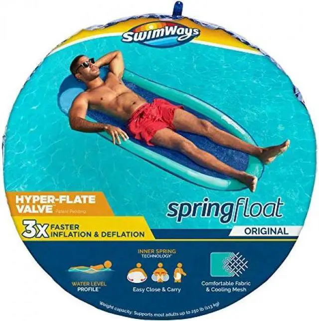 Alt view image 8 of 10 - SwimWays Spring Float Recliner Water Summertime Relaxation Lounge Seat, Aqua