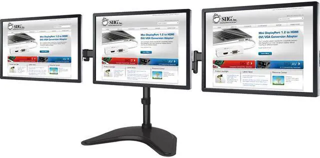 Alt view image 9 of 10 - SIIG Articulated Freestanding Triple Monitor Desk Stand - 13"-27"