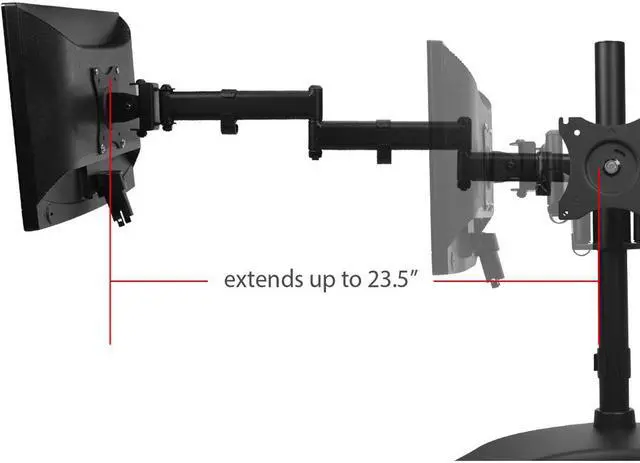Alt view image 5 of 10 - SIIG Articulated Freestanding Triple Monitor Desk Stand - 13"-27"