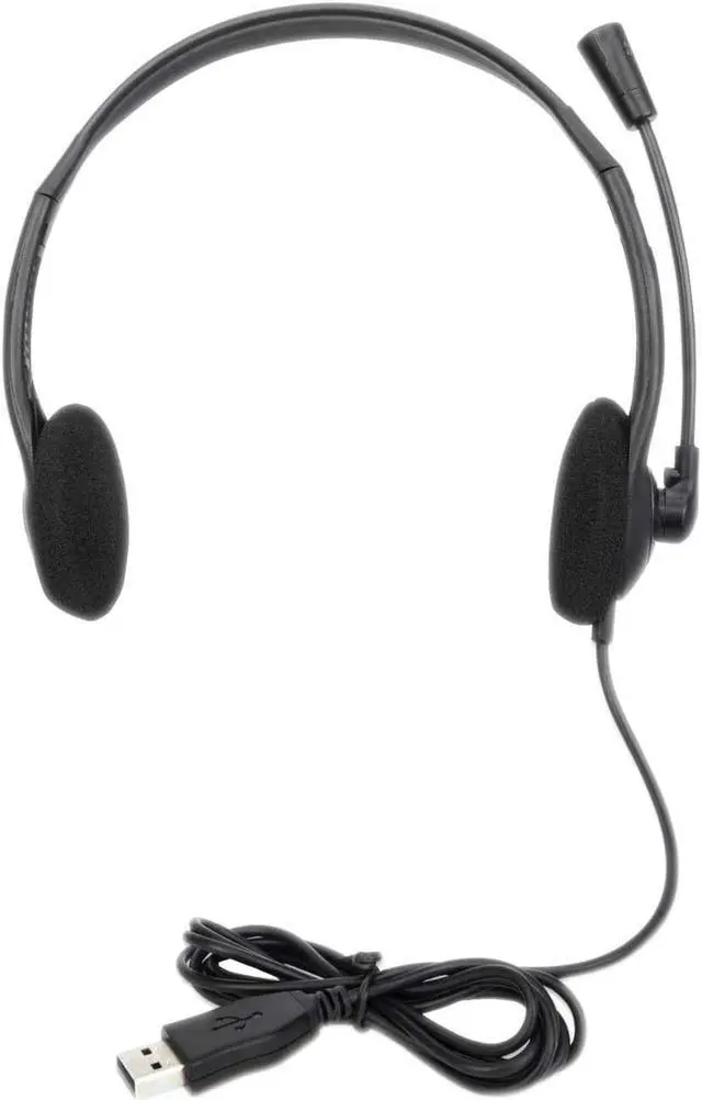 Alt view image 7 of 20 - Manhattan Stereo USB Headset - Stereo - USB Type A - Wired - 32 Ohm - 20 Hz - 20 kHz - Over-the-head - Binaural - Supra-aural - 4.92 ft Cable - Uni-directional Microphone - Black