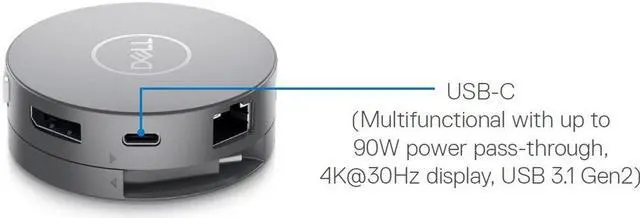 Alt view image 2 of 13 - Dell DA310 USB-C Mobile Adapter DELLDA310