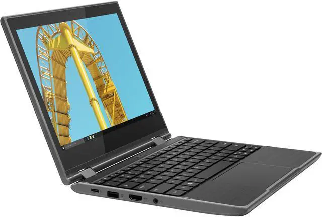 Alt view image 2 of 20 - Lenovo 300e Windows 2nd Gen 81M9007EUS 11.6" Touchscreen 2 in 1 Notebook - HD - 1366 x 768 - Intel Celeron N4120 Quad-core (4 Core) 1.10 GHz - 4 GB RAM - 128 GB SSD - Gray - Windows 10 Pro - Inte