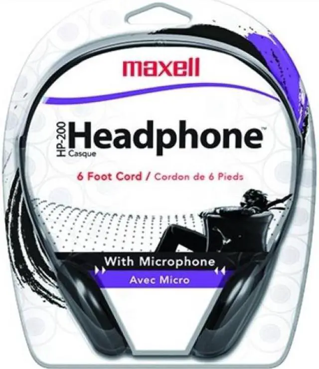 Alt view image 3 of 18 - Maxell HP200MIC 199929 Wired Headset with Inline Microphone Black