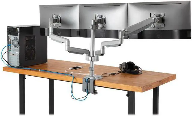 Alt view image 7 of 15 - Tripp Lite Triple-Display Flex-Arm Desktop Clamp for 17" to 30" Flat-Screen Displays - USB and Audio Ports, Aluminum, DDR1730TAL