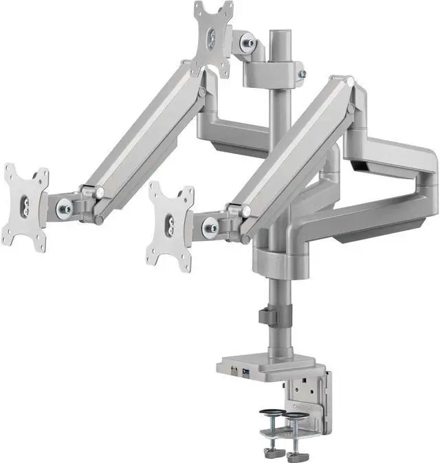 Alt view image 3 of 15 - Tripp Lite Triple-Display Flex-Arm Desktop Clamp for 17" to 30" Flat-Screen Displays - USB and Audio Ports, Aluminum, DDR1730TAL