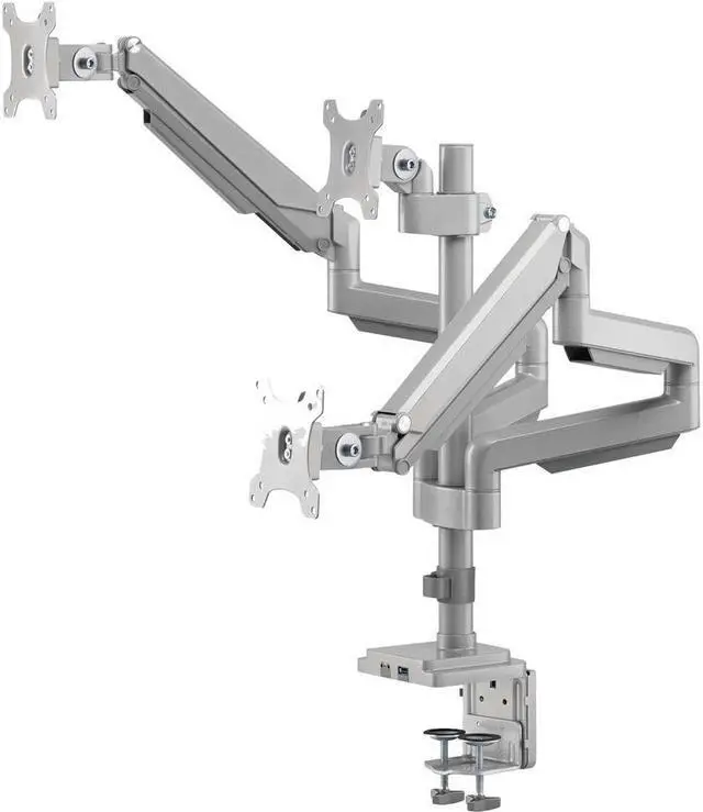 Alt view image 2 of 15 - Tripp Lite Triple-Display Flex-Arm Desktop Clamp for 17" to 30" Flat-Screen Displays - USB and Audio Ports, Aluminum, DDR1730TAL