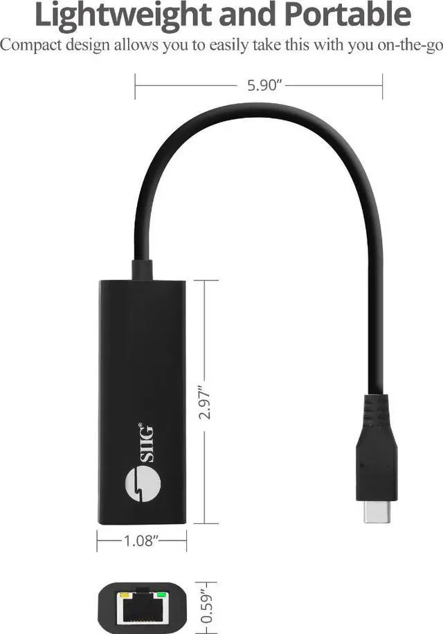 Alt view image 5 of 20 - SIIG Accessory JU-NE0A11-S1 USB-C to 2.5G Ethernet Adapter Brown Box