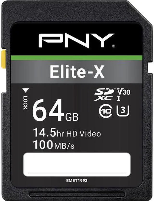Main image of PNY 64GB Elite-X Class 10 U3 V30 SDXC Flash Memory Card