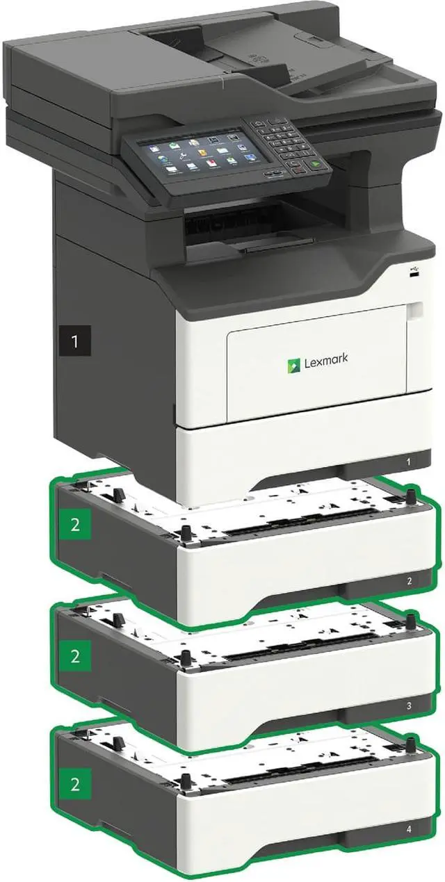 Alt view image 7 of 12 - Lexmark MX620 MX622ade Laser Multifunction Printer - Monochrome - Plain Paper Print - Desktop