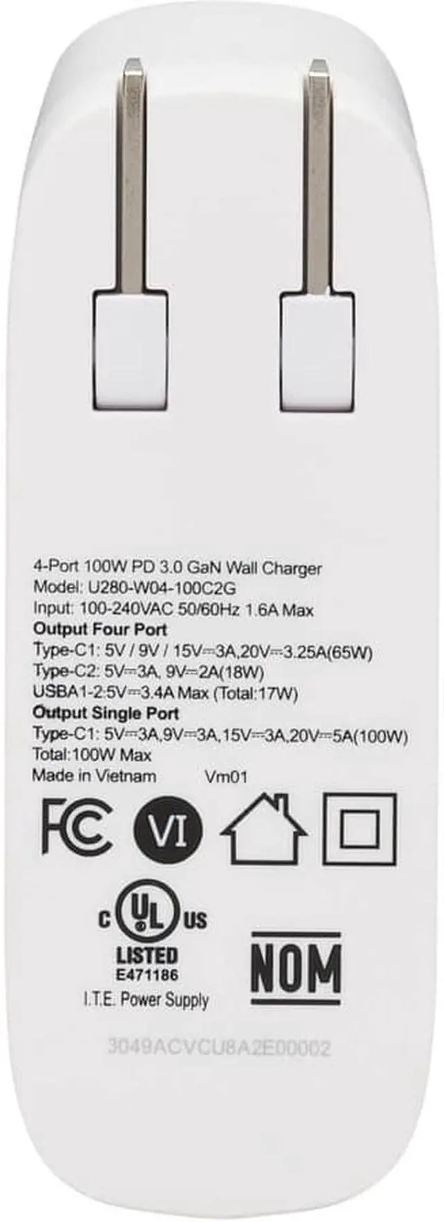 Alt view image 12 of 13 - Tripp Lite USB C Wall Charger 4Port Compact 100W PD3.0 White U280W04100C2G
