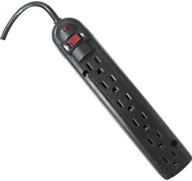 Alt view image 3 of 4 - Weltron 6 Outlet Black Plastic Surge Protector w/ 6ft Cord WSP600PLF6BK