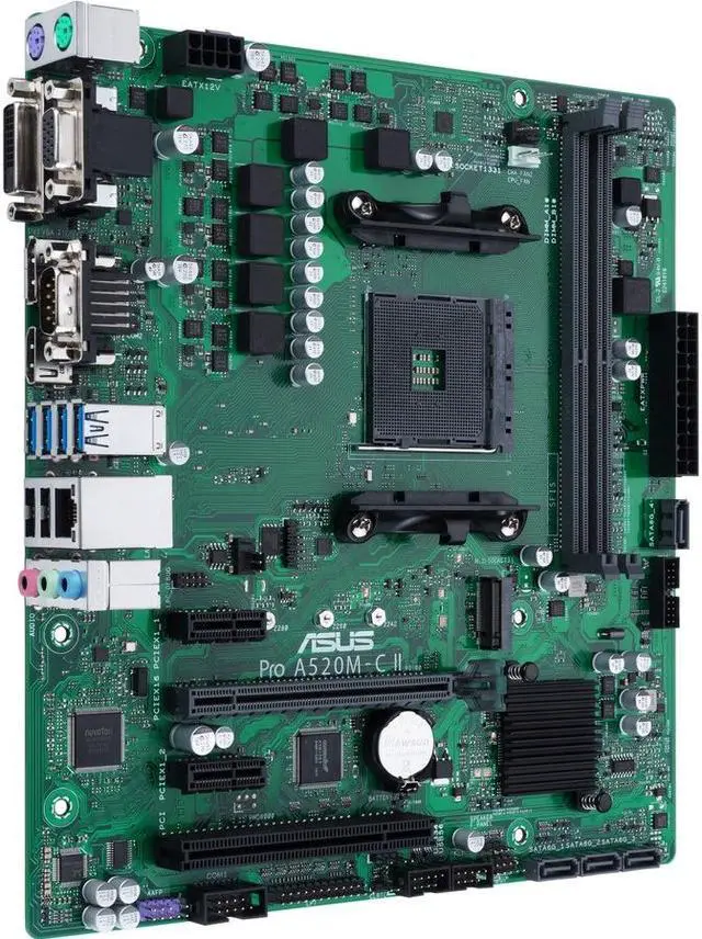 Alt view image 3 of 11 - Asus A520M-C II/CSM Desktop Motherboard - AMD Chipset - Socket AM4 - Micro ATX - Ryzen 3, Ryzen 5, Ryzen 7, Ryzen 9, Ryzen 3 PRO, Ryzen 5 Pro, Ryzen 7 PRO, Ryzen 9 PRO Processor Supported DDR4 SDRAM M