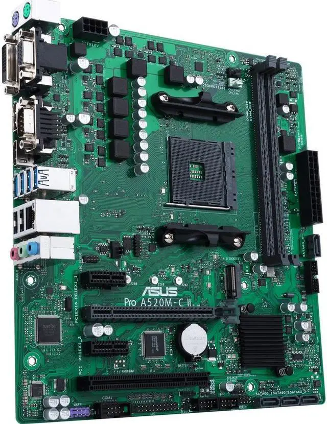 Alt view image 6 of 11 - Asus A520M-C II/CSM Desktop Motherboard - AMD Chipset - Socket AM4 - Micro ATX - Ryzen 3, Ryzen 5, Ryzen 7, Ryzen 9, Ryzen 3 PRO, Ryzen 5 Pro, Ryzen 7 PRO, Ryzen 9 PRO Processor Supported DDR4 SDRAM M