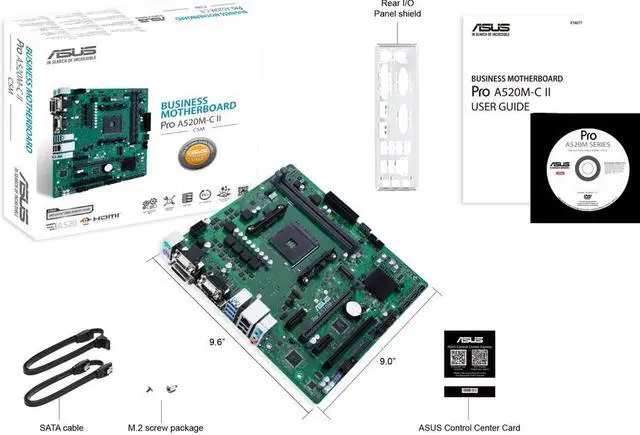 Alt view image 2 of 11 - Asus A520M-C II/CSM Desktop Motherboard - AMD Chipset - Socket AM4 - Micro ATX - Ryzen 3, Ryzen 5, Ryzen 7, Ryzen 9, Ryzen 3 PRO, Ryzen 5 Pro, Ryzen 7 PRO, Ryzen 9 PRO Processor Supported DDR4 SDRAM M