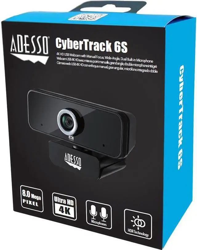 Alt view image 2 of 17 - Adesso CyberTrack 6S Webcam 8 Megapixel 30 fps USB 2.0 CYBERTRACK6S