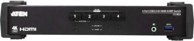 Alt view image 4 of 5 - Aten 4-Port USB 3.0 4K HDMI KVMP Switch CS1824