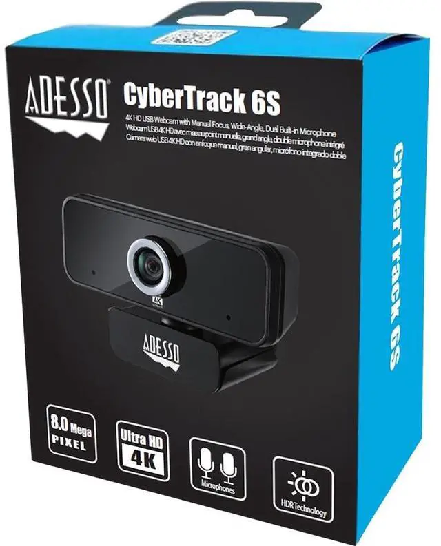 Alt view image 6 of 20 - Adesso CyberTrack 6S Webcam 8 Megapixel 30 fps USB 2.0 CYBERTRACK6S