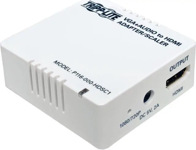 Alt view image 12 of 20 - Tripp Lite VGA to HDMI Adapter Converter / Scaler w Audio / Video White (P116-000-HDSC1)