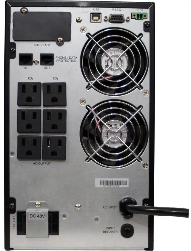 Alt view image 4 of 4 - Minuteman EC1500LCD 1500 VA On-line Tower UPS with 6 0utlets - Tower - 5 Minute Stand-by - 120 V AC Input - 110 V AC, 120 V AC, 127 V AC Output - Serial Port - 6 x NEMA 5-15R Receptacle(s)