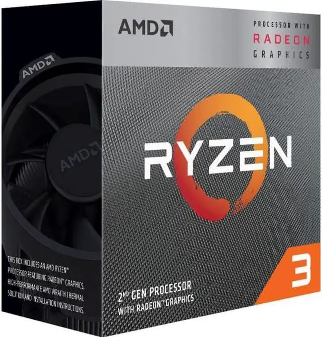 Main image of AMD Ryzen 3 3200G Desktop Processor w/ Radeon Vega 8 Graphics - 4 cores & 4 threads - 3.6 GHz- 4.0 GHz CPU Speed - AMD Radeon Vega 8 Graphics - 12nm Process Technology - 4MB L3 Cache - Socket AM4