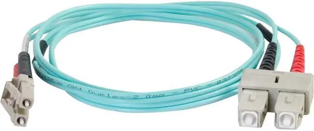 Alt view image 4 of 6 - C2G 2m LC-SC 50/125 OM4 Duplex Multimode PVC Fiber Optic Cable - Aqua