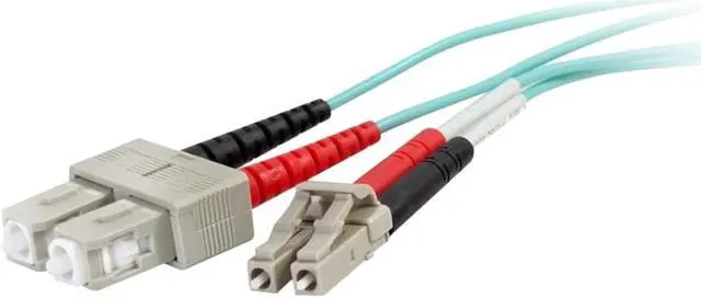 Alt view image 5 of 6 - C2G 2m LC-SC 50/125 OM4 Duplex Multimode PVC Fiber Optic Cable - Aqua