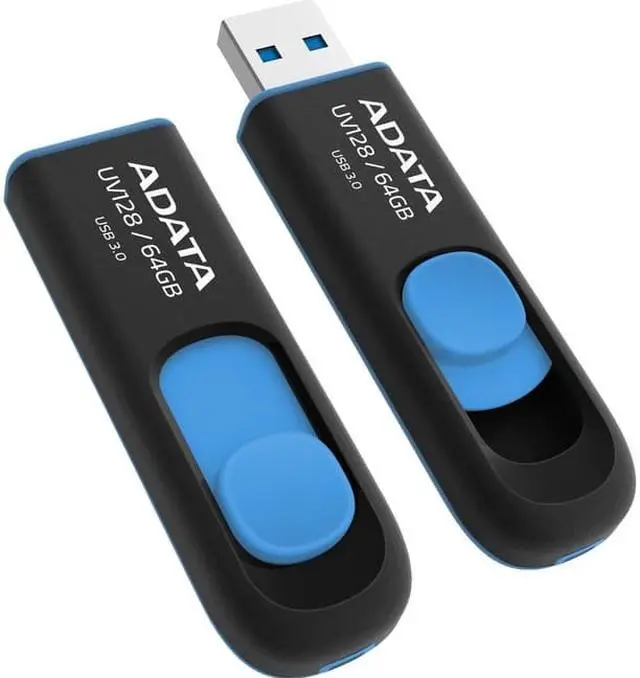 Alt view image 2 of 5 - a-data memory flash auv128-64g-rbe 64gb usb3.0 flash drive uv128 (r90 w40) black/blue