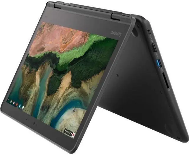Alt view image 5 of 20 - Lenovo 300e Chromebook 2nd Gen 81MB004EUS 11.6" Touchscreen Rugged 2 in 1 Chromebook - HD - 1366 x 768 - Intel Celeron N4020 Dual-core (2 Core) 1.10 GHz - 4 GB RAM - 32 GB Flash Memory - Black -