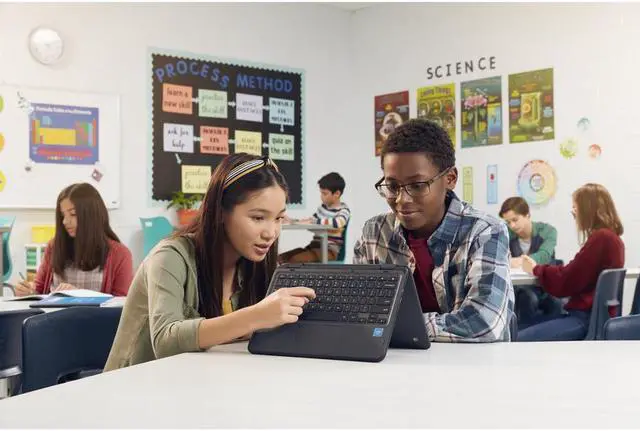 Alt view image 2 of 20 - Dell Chromebook 11 3000 3100 11.6" Rugged Chromebook - HD - 1366 x 768 - Intel Celeron N4020 Dual-core (2 Core) - 4 GB RAM - 16 GB Flash Memory - Chrome OS - English (US) Keyboard - 14 Hour Batte