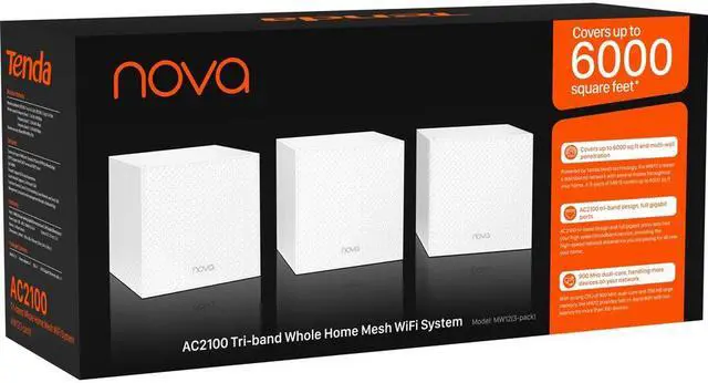 Alt view image 8 of 18 - Tenda MW123PK AC2100 Tri-Band Wireless and Ethernet Whole-Home Mesh Wi-Fi System