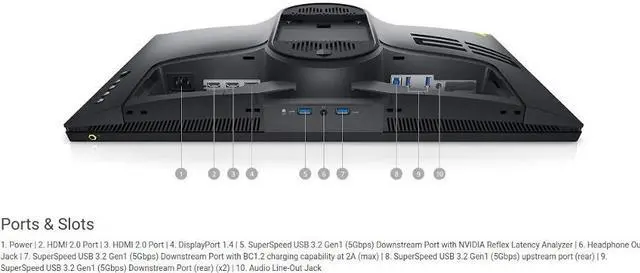 Alt view image 7 of 20 - Dell Alienware AW2521H 24.5" Full HD 1920 x 1080 360 Hz (Native with DP), 240 Hz (Native with HDMI) 1 ms (GtG) HDMI, DisplayPort, USB, Audio NVIDIA G-Sync Fast IPS Gaming Monitor