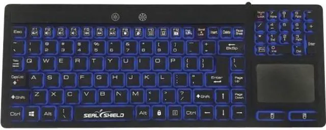 Alt view image 2 of 3 - Seal Shield SealTouch Glow Waterproof Wired Keyboard with Touch Pad, Black