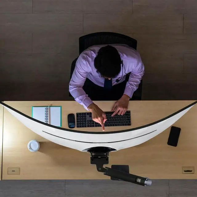 Alt view image 2 of 19 - Ergotron HX Ultrawide Monitor Arm Desk Mount Screens 20-42 lbs Matte Black