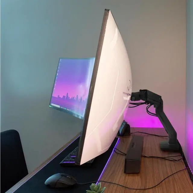 Alt view image 4 of 19 - Ergotron HX Ultrawide Monitor Arm Desk Mount Screens 20-42 lbs Matte Black