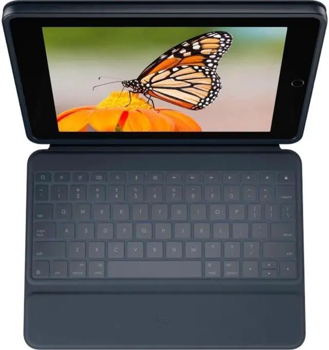 Alt view image 6 of 11 - Logitech Combo 3 Rugged Keyboard/Cover Case for iPad 8th Gen Blue 920009320