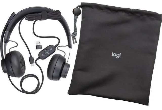 Alt view image 2 of 20 - Logitech Zone 750 Wired On-Ear Headset USB-C Black 981001103
