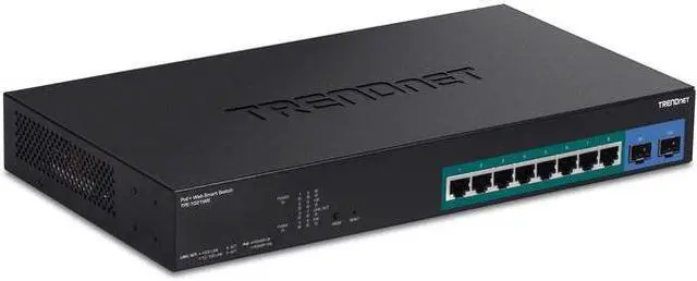 Alt view image 3 of 6 - TRENDnet 10-Port Gigabit Web Smart PoE+ Switch with 8 Gigabit PoE+ Ports, 2 SFP Slots, 130W PoE Budget, VLAN, QoS, LACP, IPv4/IPv6 Static Routing,Lifetime Protection, Black, TPE-1021WS