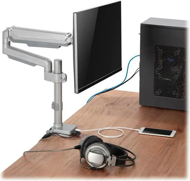 Alt view image 6 of 15 - Tripp Lite Single-Display Flex-Arm Desktop Clamp for 13" to 34" Displays - USB and Audio Ports, Aluminum, DDR1732SAL