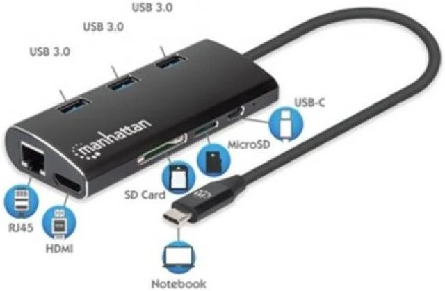 Alt view image 4 of 18 - USB-C DOCK/HUB HDMI/USB-C/USB-A
