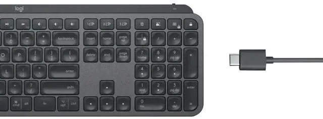 Alt view image 5 of 20 - Logitech MX Keys Advanced Wireless Illuminated Keyboard, Tactile Responsive Typing, Backlighting, Bluetooth, USB-C, Apple macOS, Microsoft Windows, Linux, iOS, Android, Metal Build - Graphite