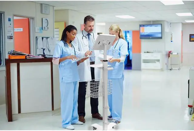 Alt view image 7 of 11 - CTA Digital Medical Mobile Floor Stand with Vesa Plate - White  PAD-MFS