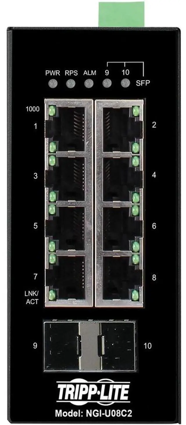 Alt view image 5 of 20 - Tripp Lite Ethernet Switch Unmanaged 8Port Industrial DIN Mount NGIU08C2