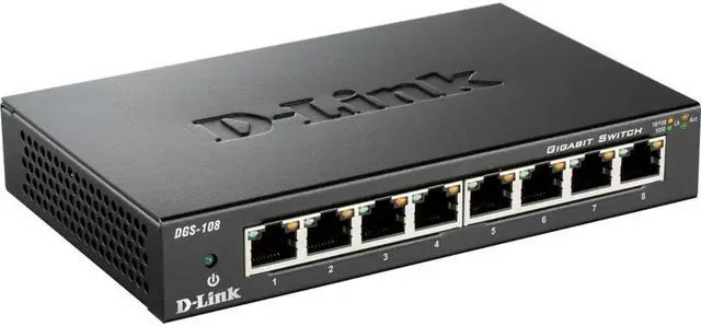 Alt view image 2 of 7 - D-Link DGS-108 Ethernet Switch - 8 Ports - 2 Layer Supported - 4.62 W Power Consumption - Twisted Pair - Desktop - 3 Year Limited Warranty